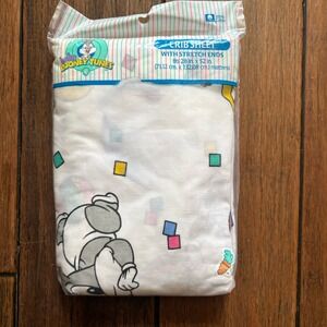 Vintage 1993 Gerber Looney Tunes Bugs Bunny Crib Sheet Sealed 28"x52"